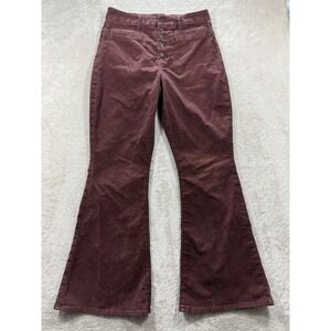 American Eagle Womens Super Hi-Rise Flare Corduroy Brown Pants 14 Meas: 32x30